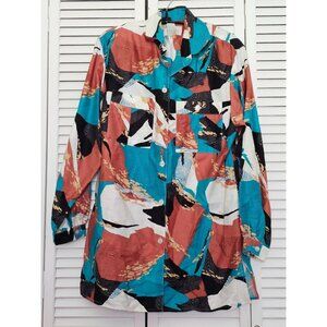 Vintage Da-Rue of California Sz 10 Multi-Color Geo Button Front Shirt Jacket